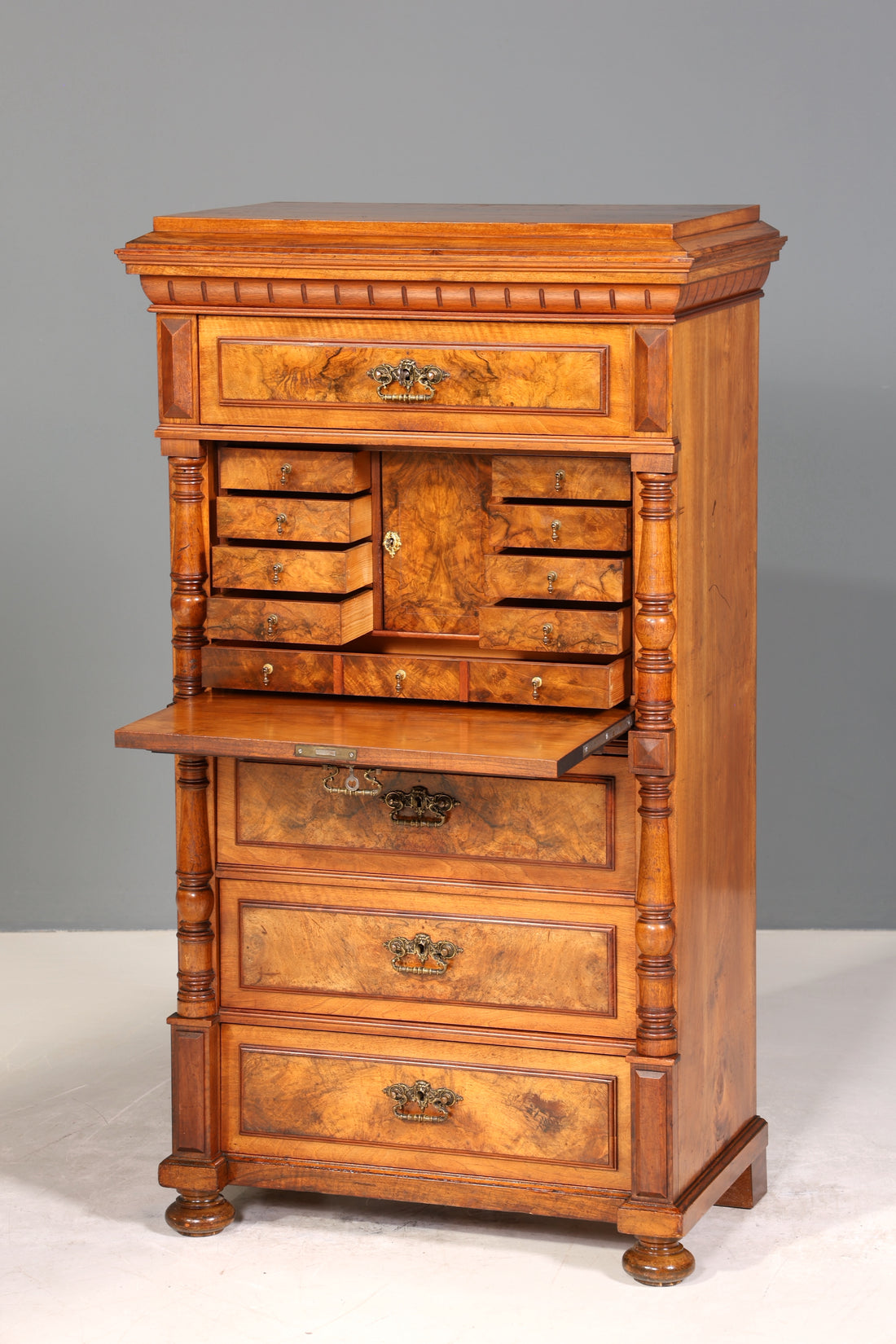 Wunderschöner Gründerzeit Sekretär Vertiko Highboard Neorenaissance Kommode
