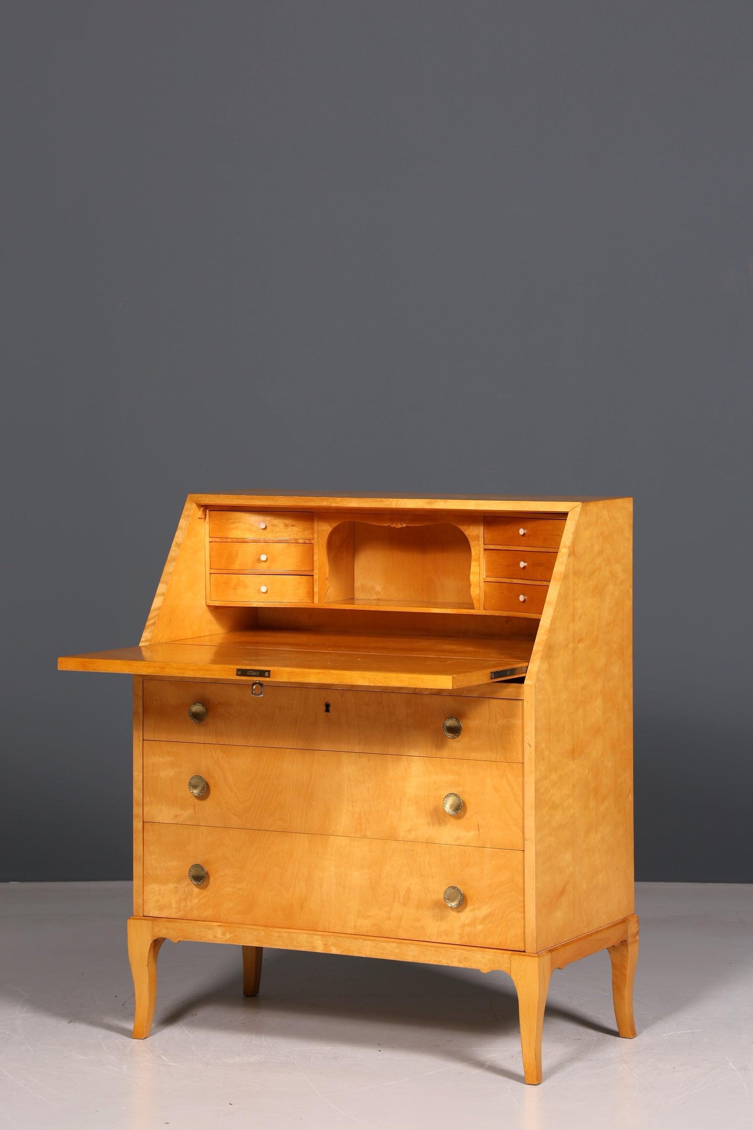 Stilvoller Sekretär im Biedermeier Stil um 1940 Schreibmöbel echt Holz Office Kommode