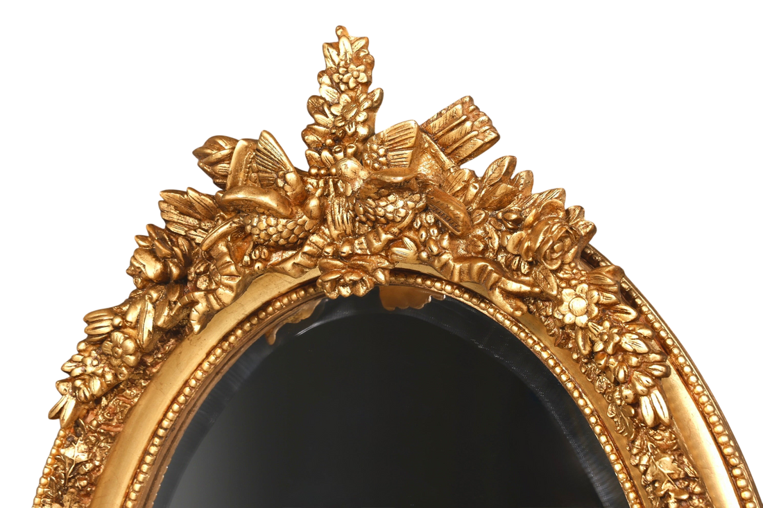 Edler Ovaler Prunk Barock Stil Wandspiegel Ornamenten Gold Spiegel