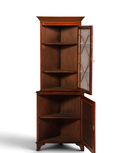 G577 Finish cm Wunderschöne Englische Eckvitrine Mahagoni Antik 60s echt Holz Schrank Eckschrank Glasvitrine (Kopie)