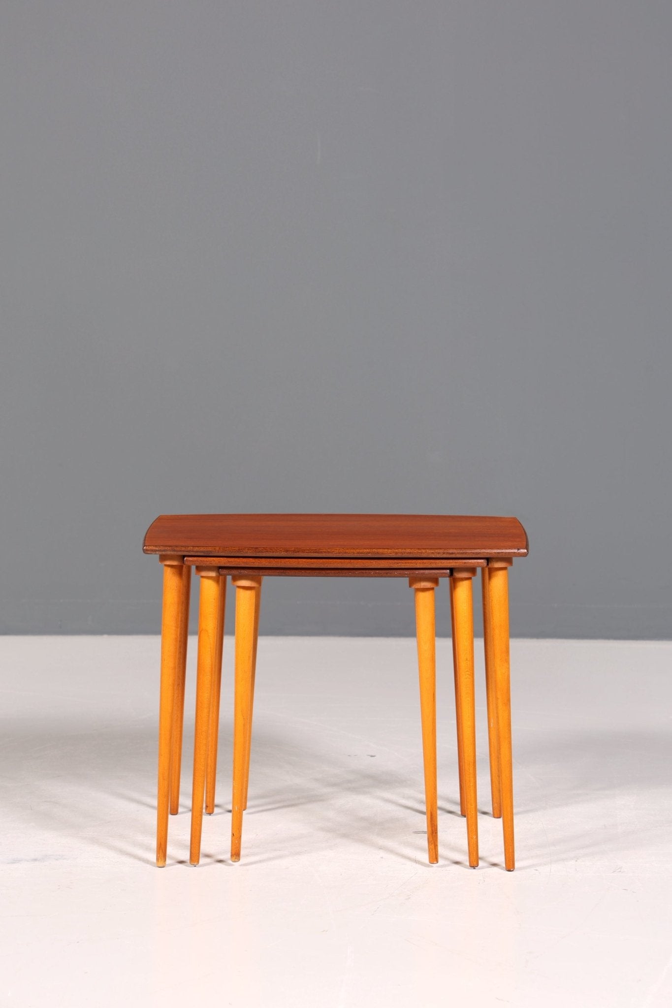 Filigranes Mid Century Tisch Set Couchtisch Teak Holz 3er Satz Ablagetisch Beistelltisch
