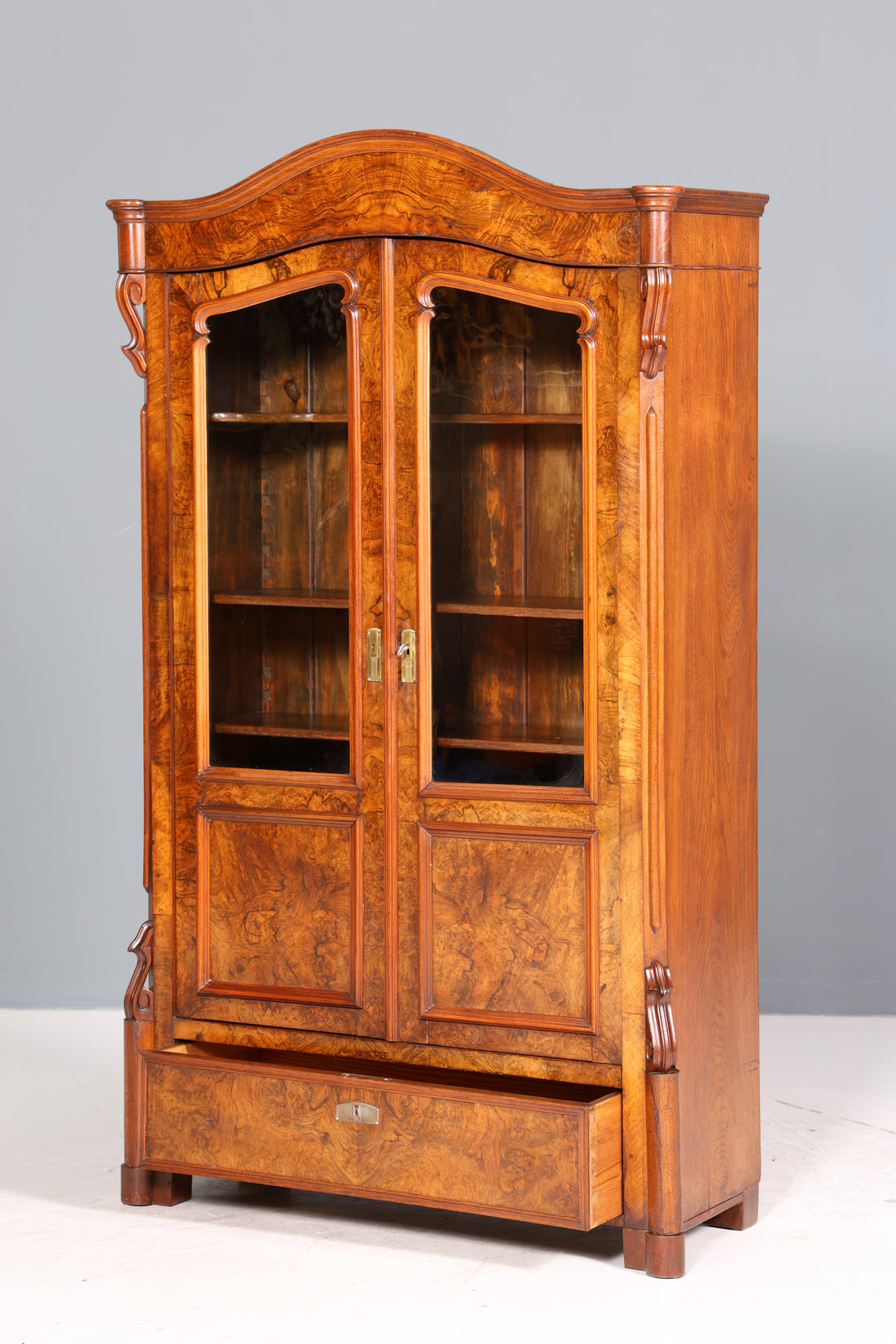 Traumhafte Louis Philippe Vitrine Antik Biedermeier Schrank echt Holz um 1880 Geschirrschrank