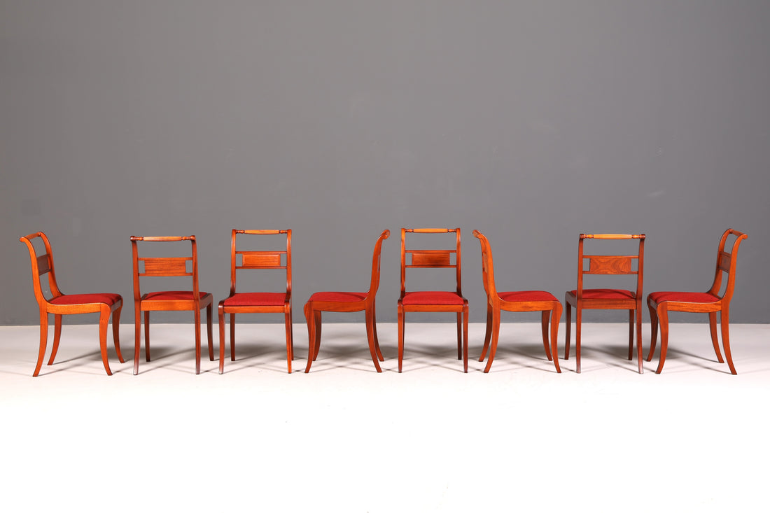 8x Elegant English Chairs English Dining Chairs Antique 60s Regency Kitchen Chairs Chair Set