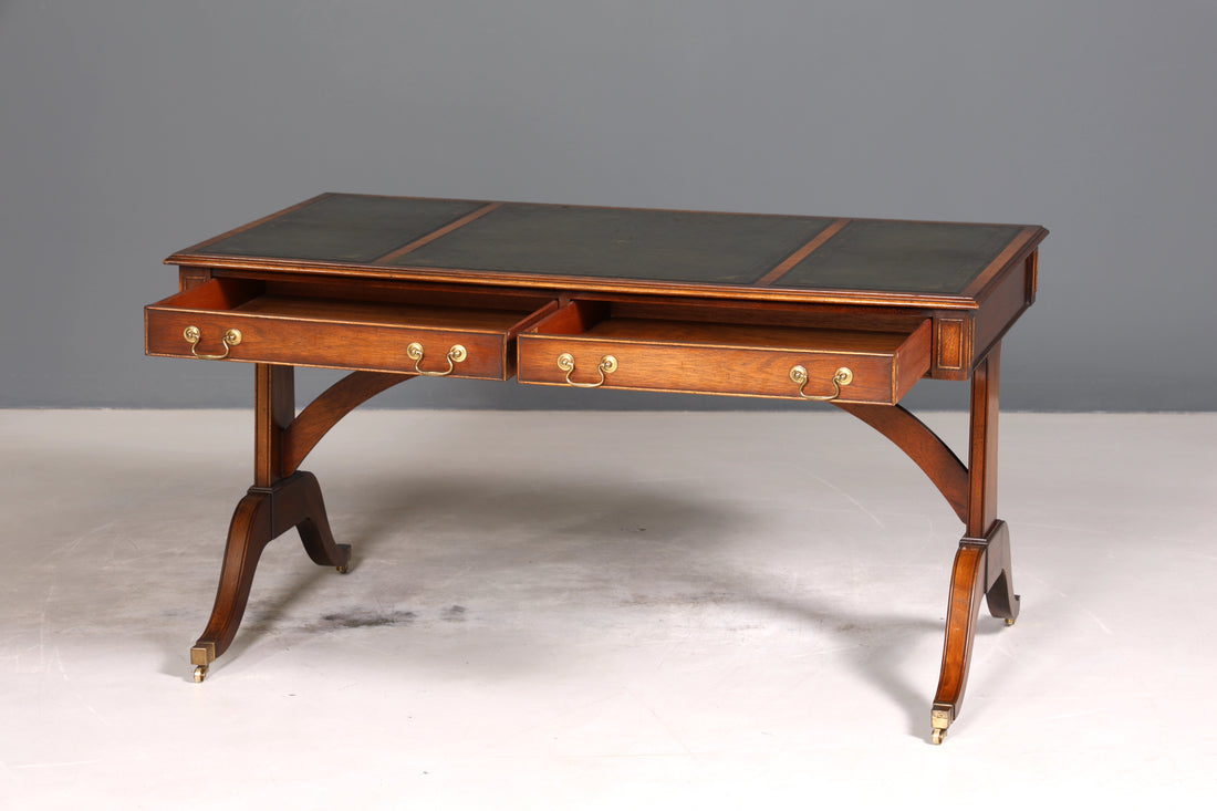 Wunderschöner Englischer Schreibtisch echt Lederauflage Regency Stil Bürotisch Antik Stil Office Desk