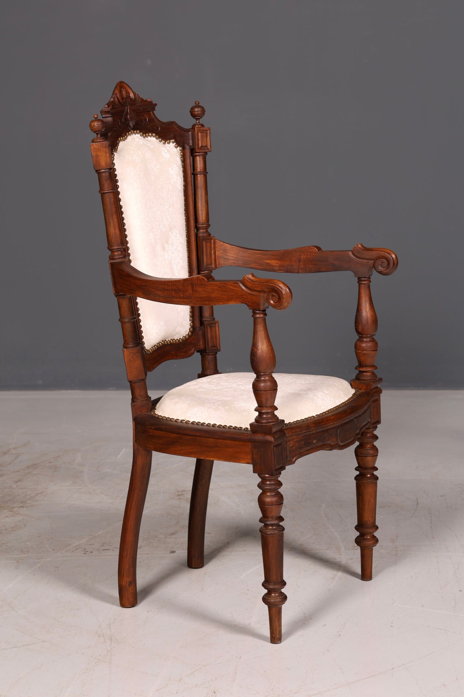 Elegant Neo-Renaissance armchair, antique chair, Gründerzeit secretary chair, desk chair, upholstered chair, 1 of 2