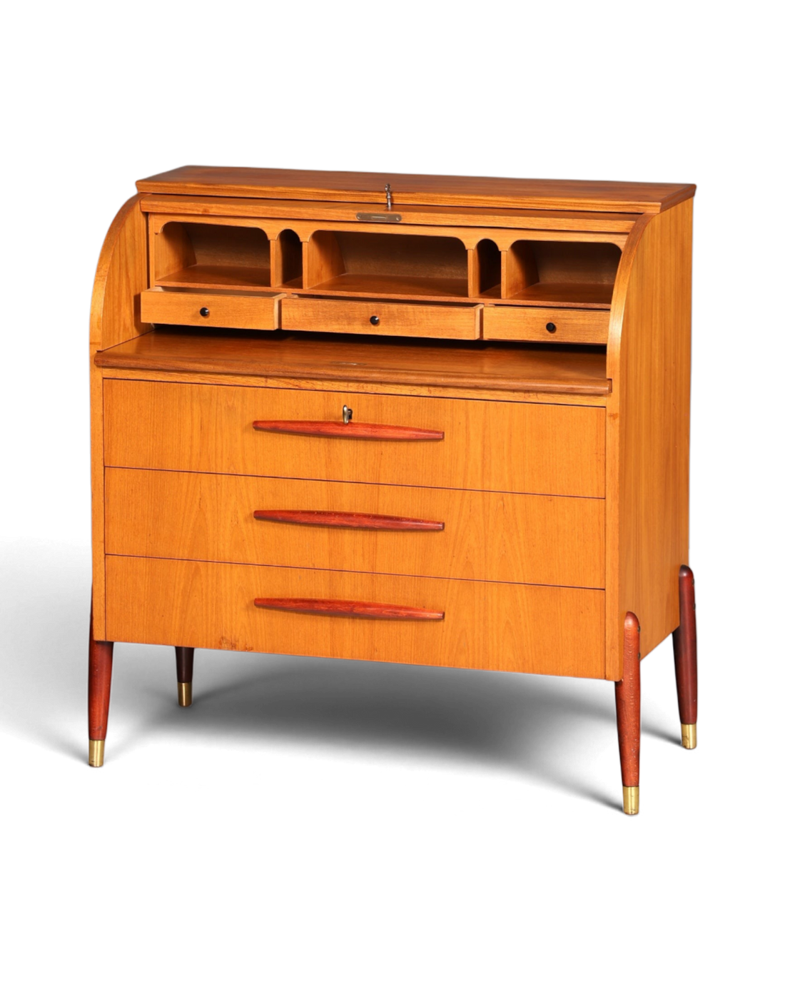 Schlichter Mid Century Rollladen Sekretär von Bröderna Gustafssons Büro Schrank Schreibkommode 60s Schreibmöbel
