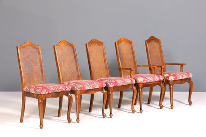 5x Original Chippendale Stühle Vintage Korbgeflecht Küchenstühle Wiener Geflecht Stuhl Set