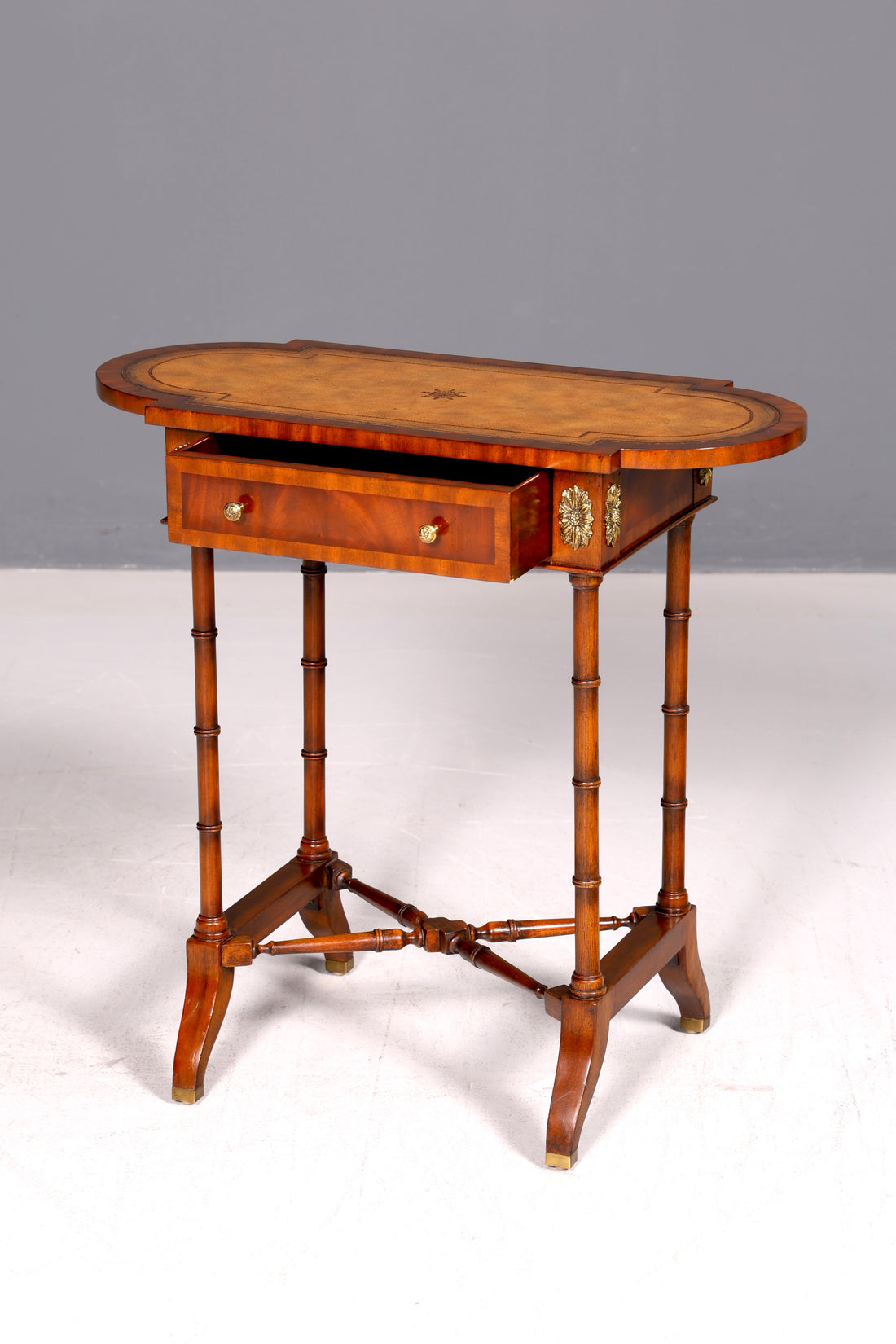 Elegant Louis XV Side Table Arthur McMillan Baroque Style Side Table Genuine Leather Antique