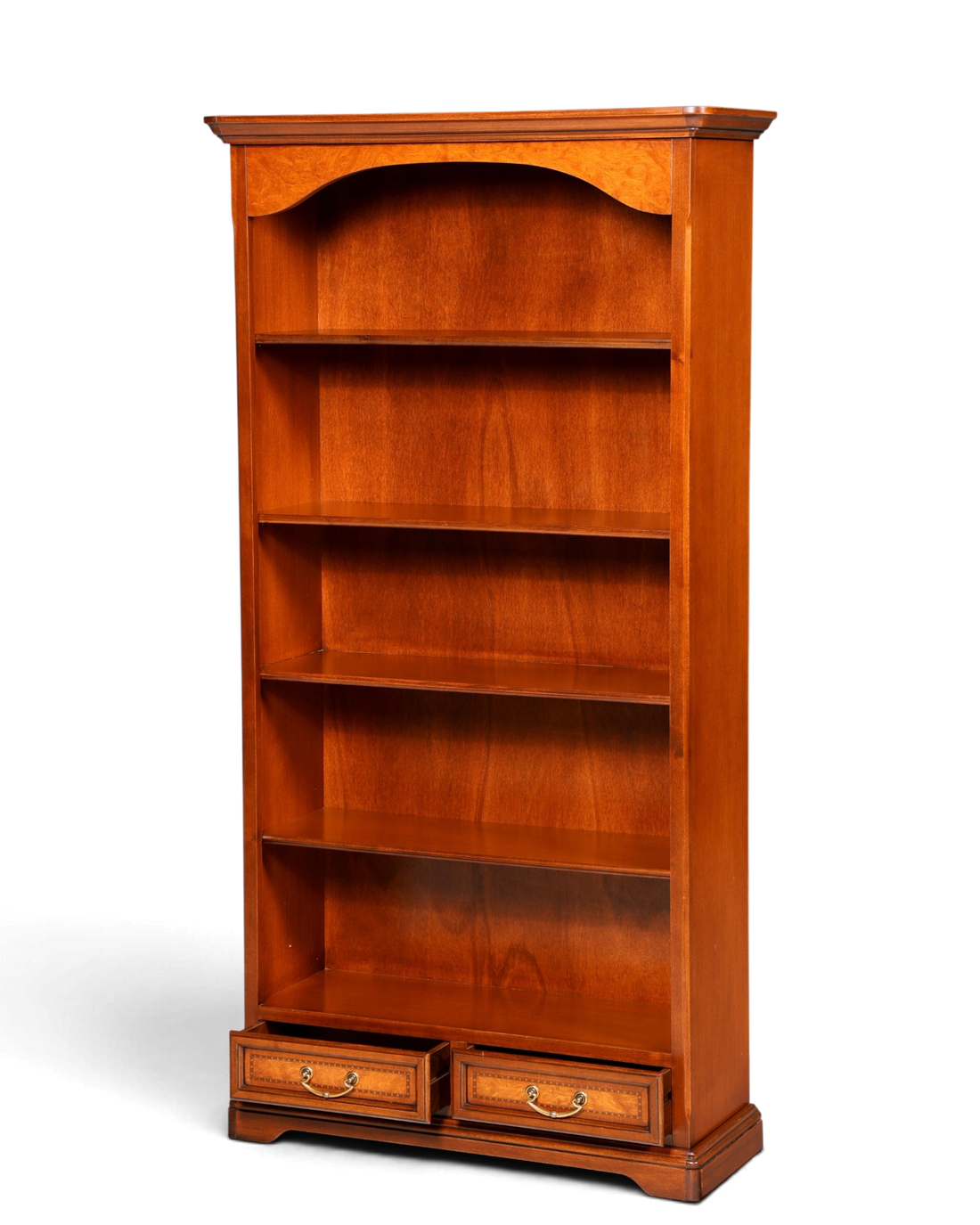 Hauptstadt Möblerei Selva Bücherregal aus massivem Holz mit höhenverstellbaren Böden und zwei Schubladen in Braun