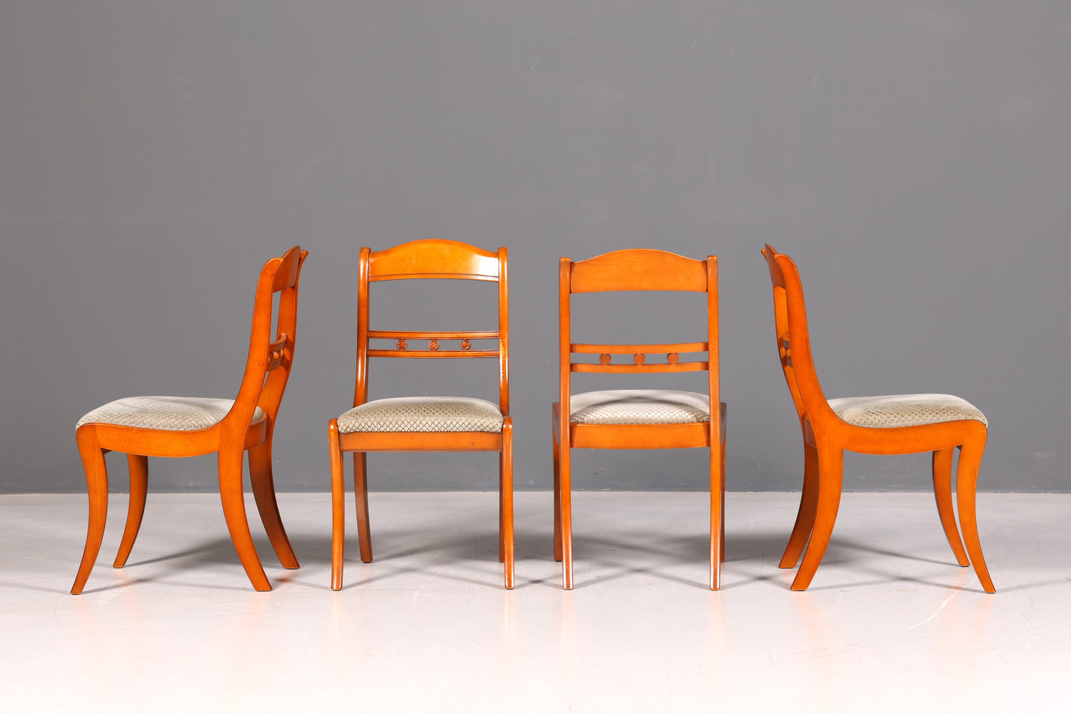4x Englische Stühle Set Regency Dining Chairs Antik Esszimmerstühle Küchenstühle Stuhlset Vintage 60er
