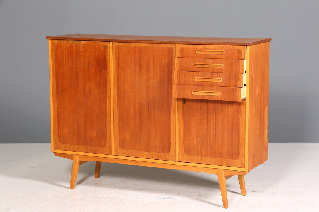 Wunderschönes Mid Century Highboard Teak Holz Schrank Büro Kommode 60er Jahre