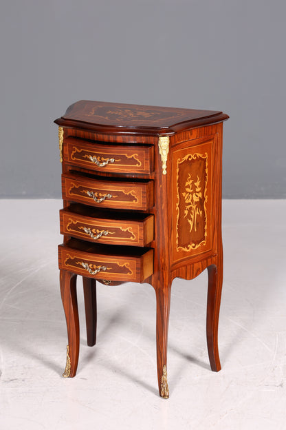 Noble baroque style chest of drawers, antique style side table, brass cabinet