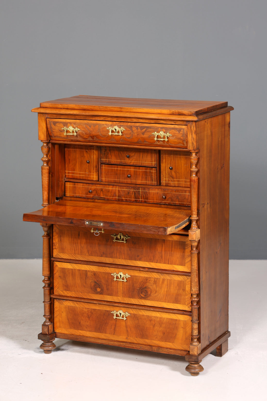 Edler Gründerzeit Sekretär Vertiko Highboard Louis Philippe Kommode um 1880