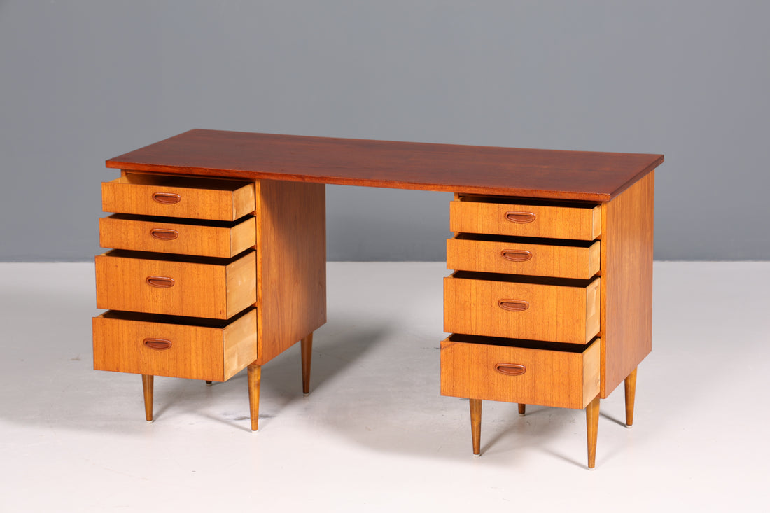 Wunderschöner Mid Century Schreibtisch Danish Design Teak Holz Bürotisch Vintage Office Table