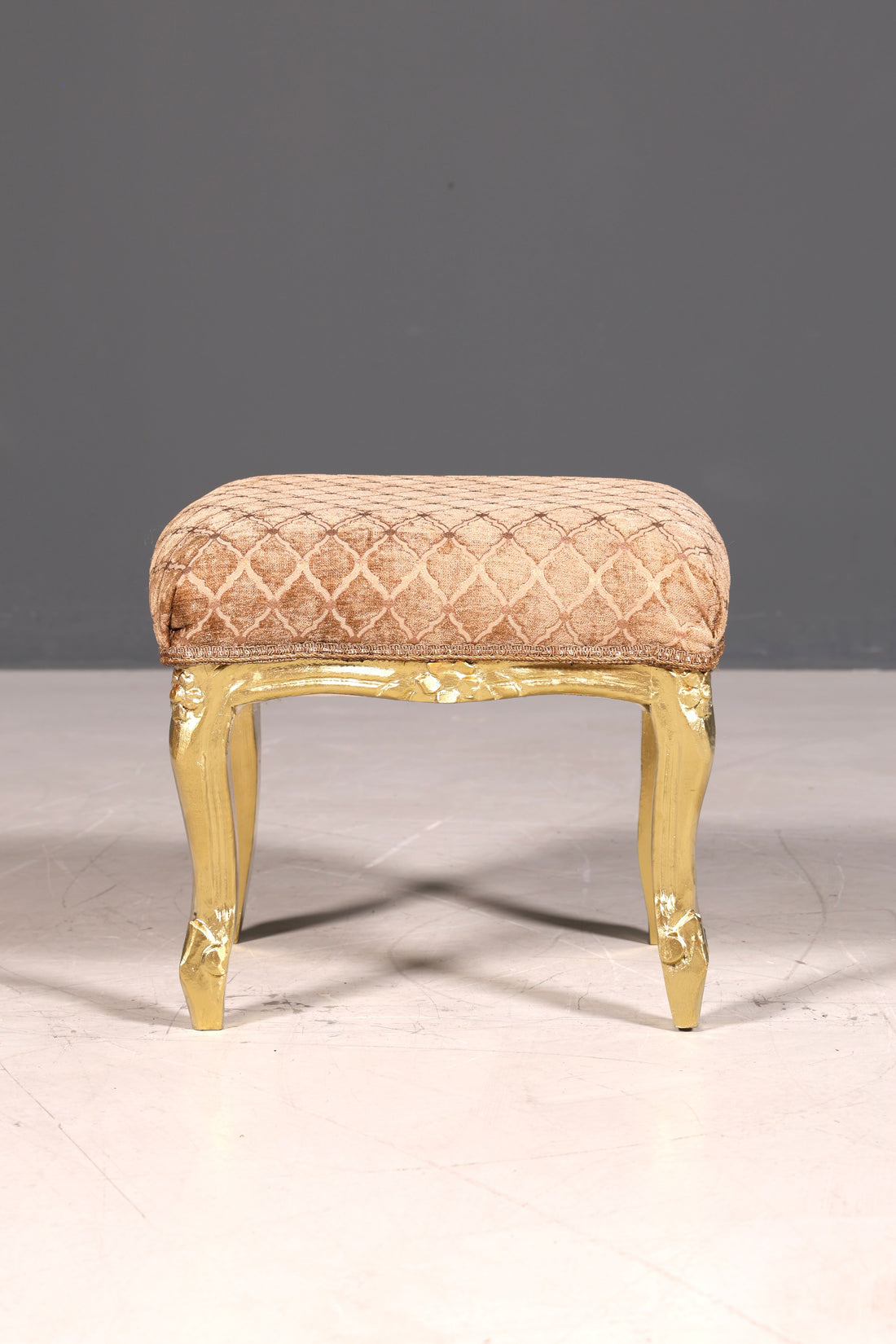 Traumhafter Barock Stil Hocker echt Holz Polster Schemel Fussablage