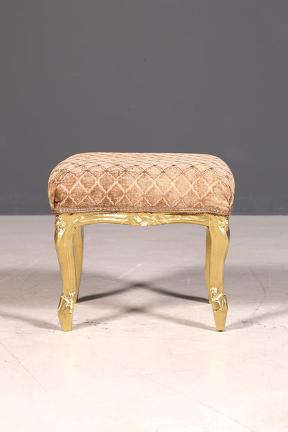 Traumhafter Barock Stil Hocker echt Holz Polster Schemel Fussablage