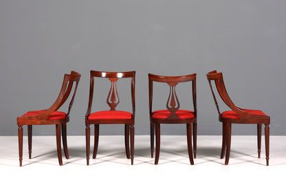 4x Edle Englische Stühle Englisch Gondelstuhl Set Dining Chairs Antik 60s Mahagoni Küchenstühle Stuhlset