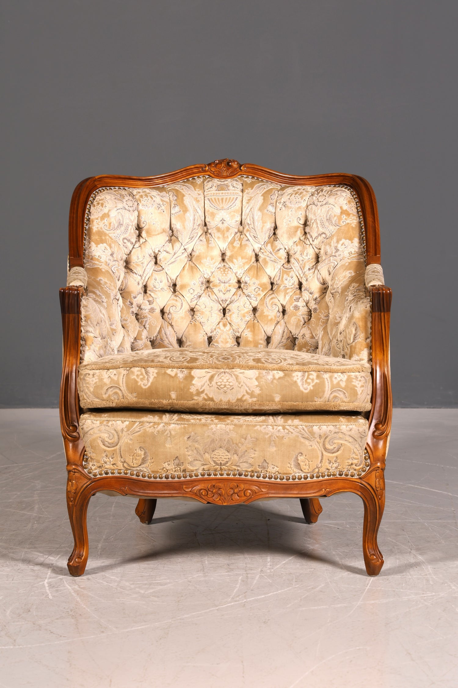 Wunderschöner Chippendale Armlehnsessel Barock Stil Sessel Armchair Samt Stoff Sessel 2 von 2