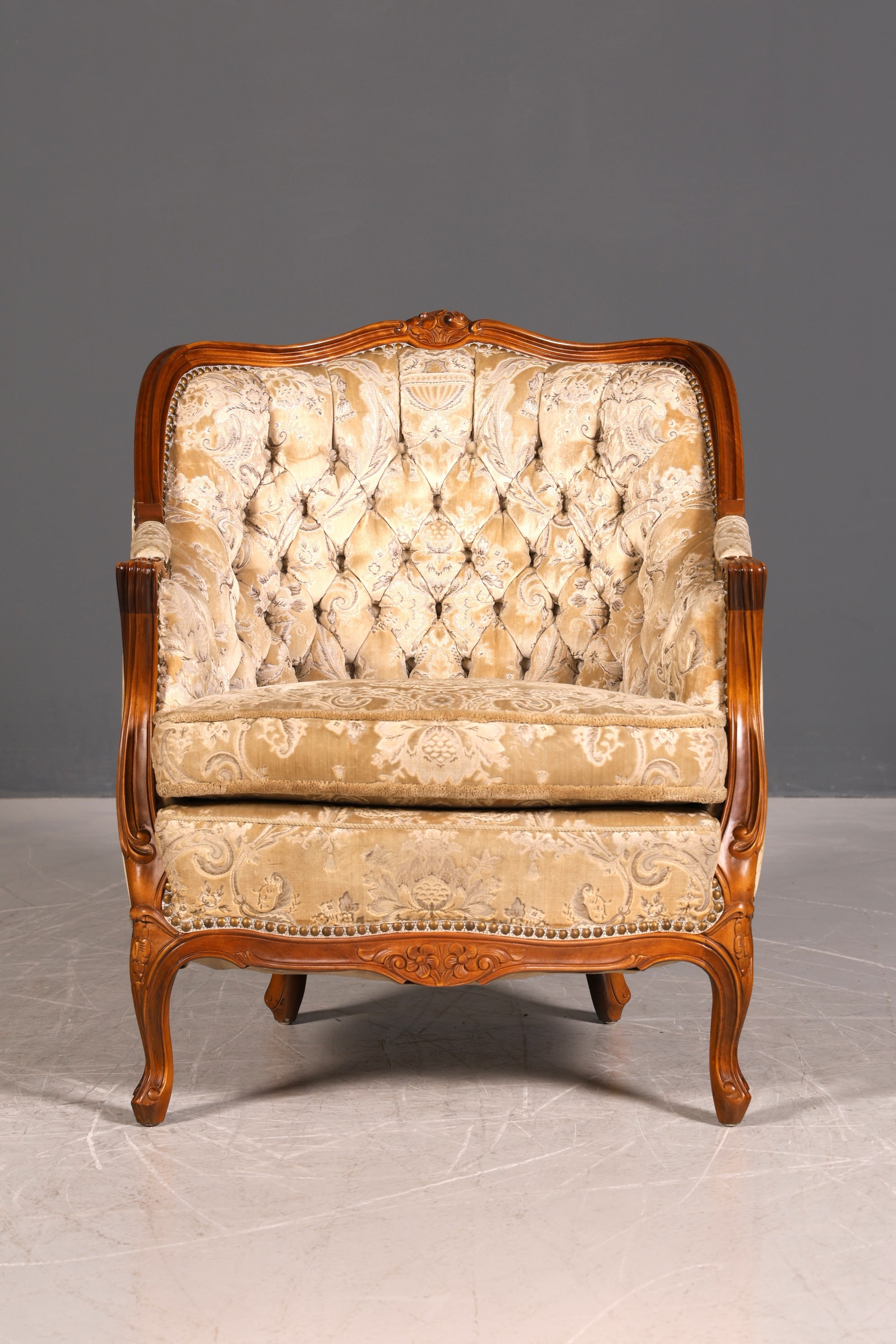 Wunderschöner Chippendale Armlehnsessel Barock Stil Sessel Armchair Samt Stoff Sessel 2 von 2