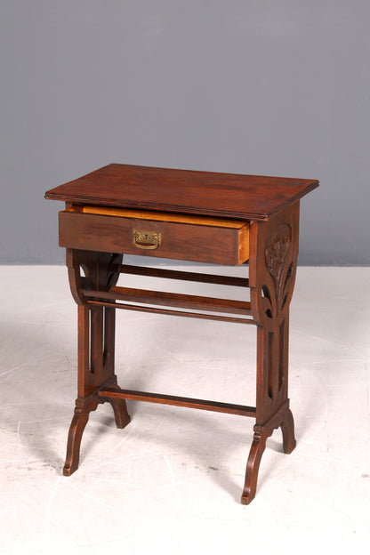 Filigrane Jugendstil Kommode Eiche Holz Antik Beistelltisch Nähtisch um 1910