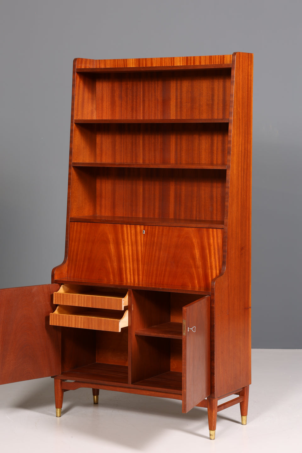 Traumhafter Mid Century Schrank Retro Sekretär Bücherregal Vintage Highboard Holz Regal 60er Jahre