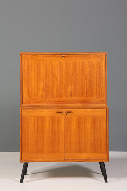 Schlichter Mid Century Schrank Sekretär Bücherregal Retro Highboard Vintage Regal 60s