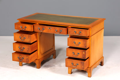 Wunderschöner Englischer Schreibtisch Englisch Eibe Desk Leder Auflage Antik Stil Bürotisch Office Desk