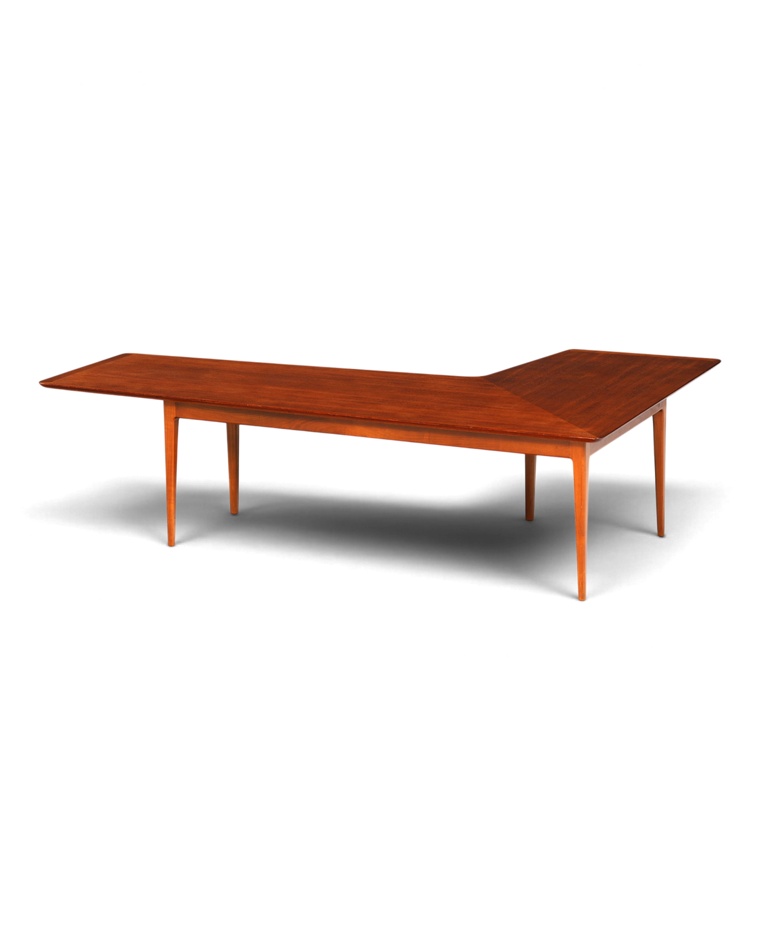Hauptstadt Möblerei Mid-Century Couchtisch aus Holz mit markanter L-Form im Vintage-Design der 70er Jahre