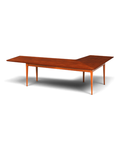 Hauptstadt Möblerei Mid-Century Couchtisch aus Holz mit markanter L-Form im Vintage-Design der 70er Jahre