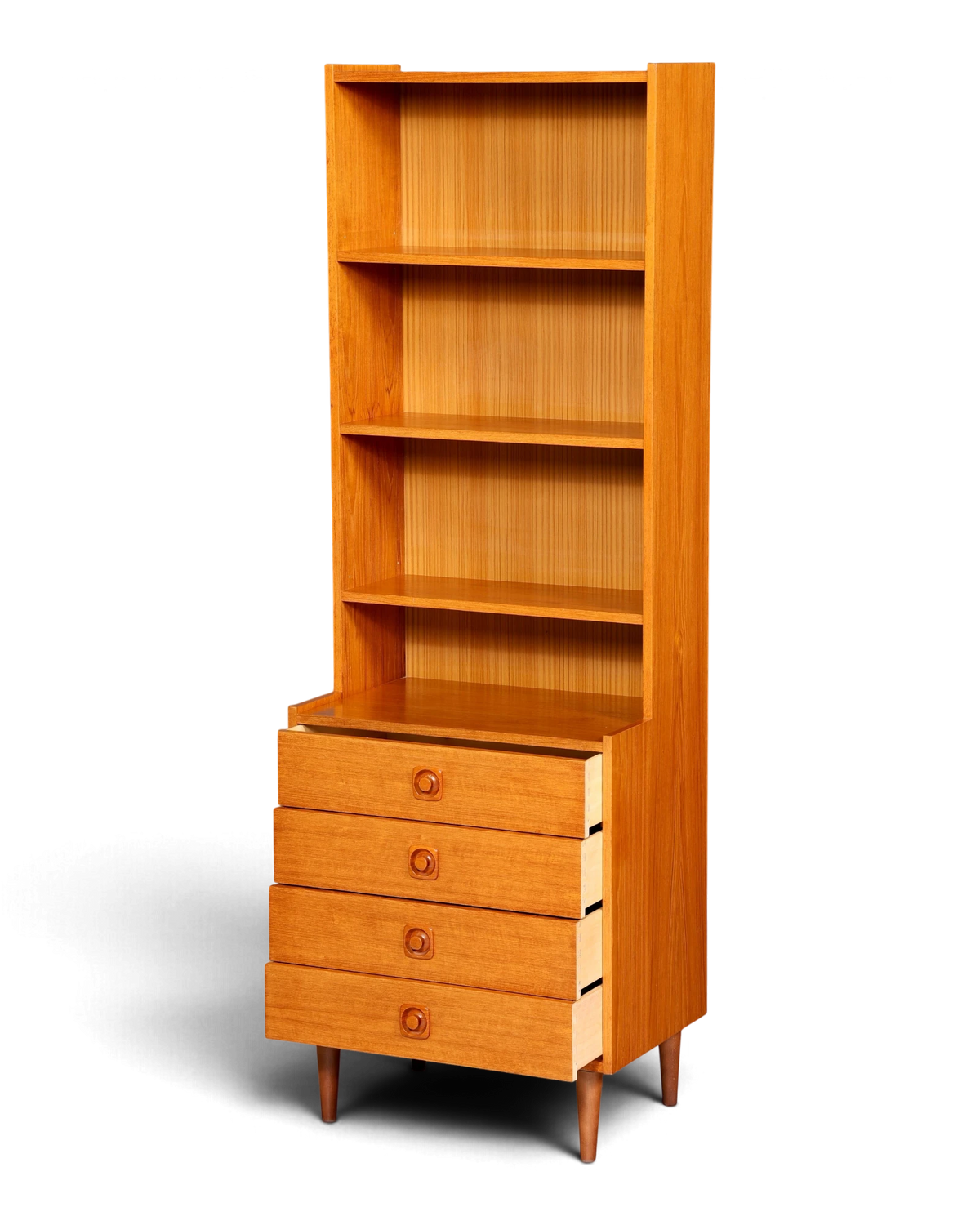 Mid Century Bücherregal mit Schubladen