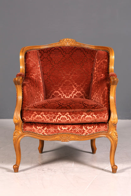 Edler Chippendale Armlehnsessel Barock Stil Sessel Samt Stoff Armchair Sessel 2 von 2