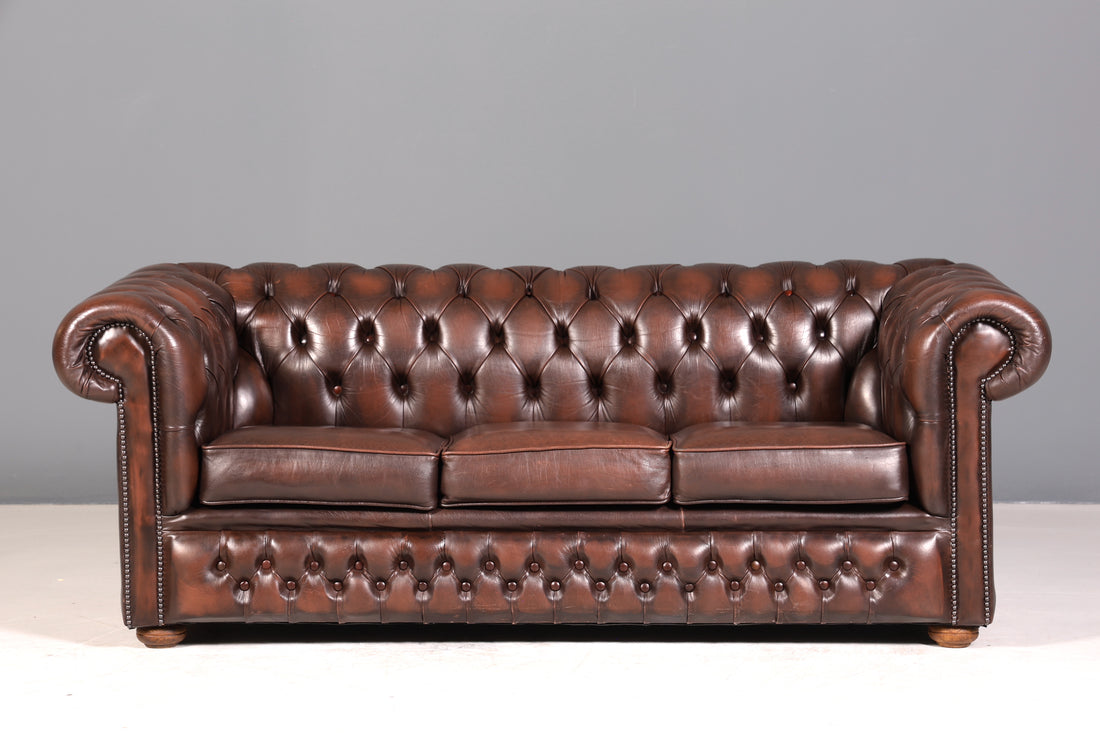 Wunderschönes Original Chesterfield Sofa 3- Sitzer echt Leder Couch Englisch 2 von 2