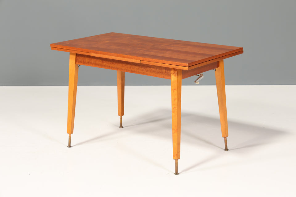 Stilvoller Mid Century Tisch ausziehbar und höhenverstellbar Retro Esstisch Vintage Küchentisch