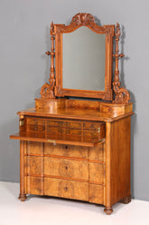 Edle Gründerzeit Kommode mit Spiegelaufsatz Louis Philippe Frisierkommode Holz Schrank Antik Flurschrank um 1880