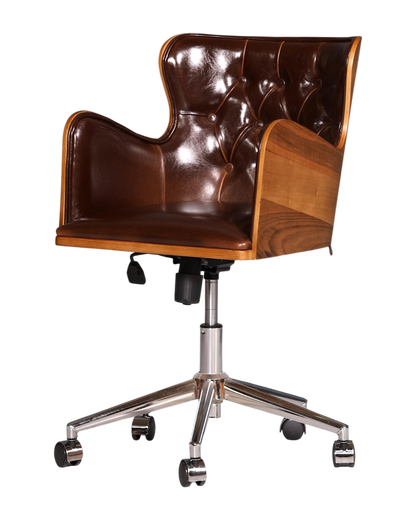 Chesterfield Büro Armlehnstuhl "Leon-Office" Nussbaum braun