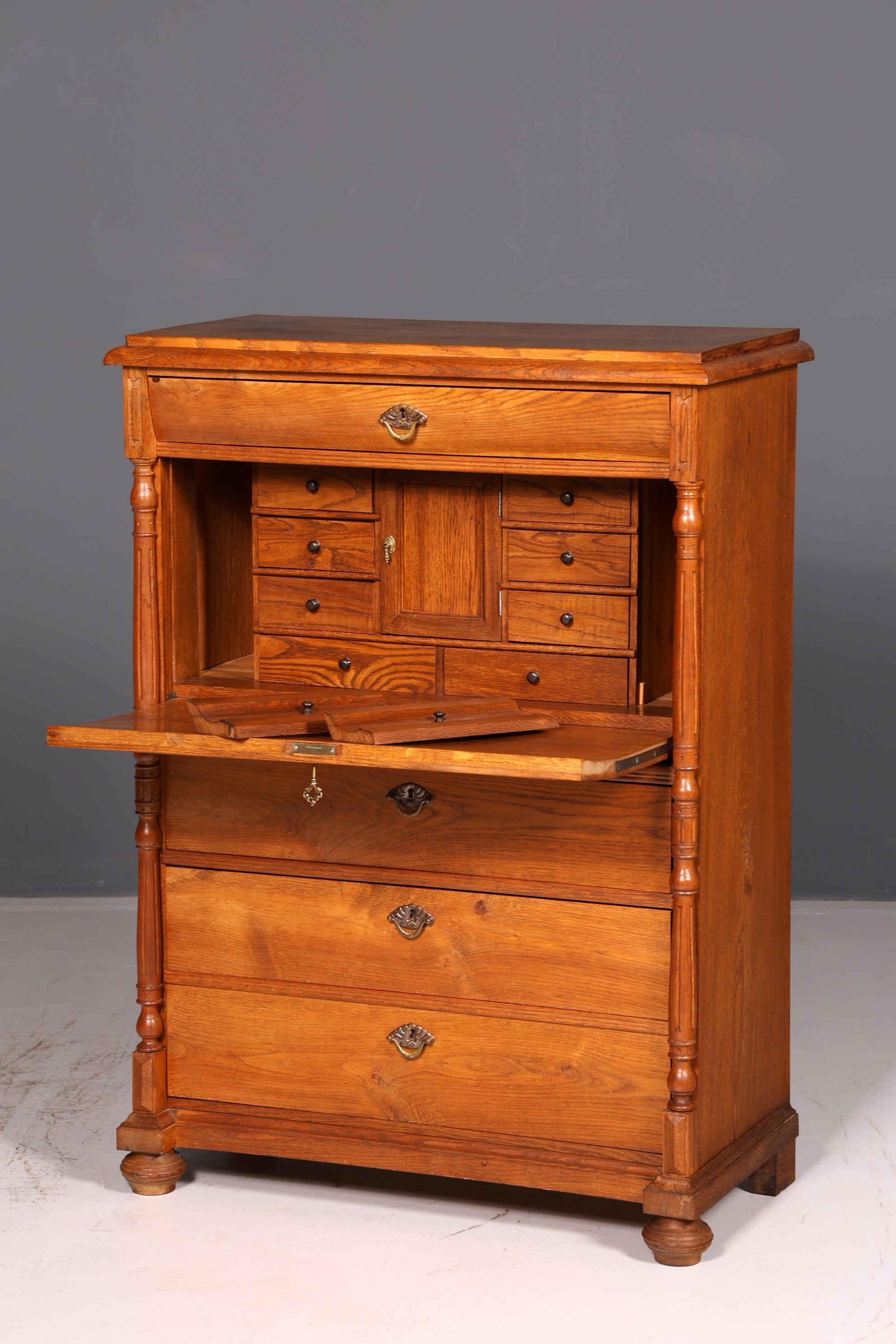 Stilvoller Gründerzeit Sekretär Vertiko Highboard Jugendstil Kommode Landhaus Schrank um 1880 Antik