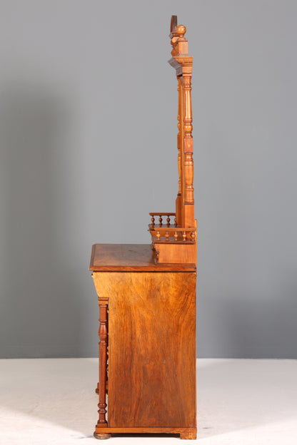Edle Louis Philippe Kommode mit Spiegelaufsatz Gründerzeit Frisierkommode Holz Schrank Antik Flurschrank um 1880