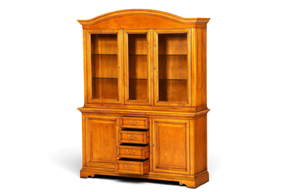 Hauptstadt Möblerei Selva Vitrine aus Kirschholz im Antik-Stil mit Glastüren, Schubladen und höhenverstellbaren Böden