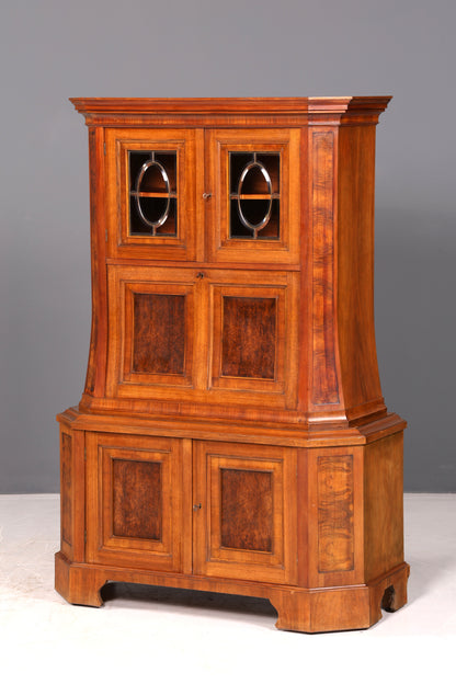 Wunderschöner Jugendstil Sekretär Vitrine Aufsatzschrank Nussbaum um 1900 Antik Schreibschrank Vertiko Vintage