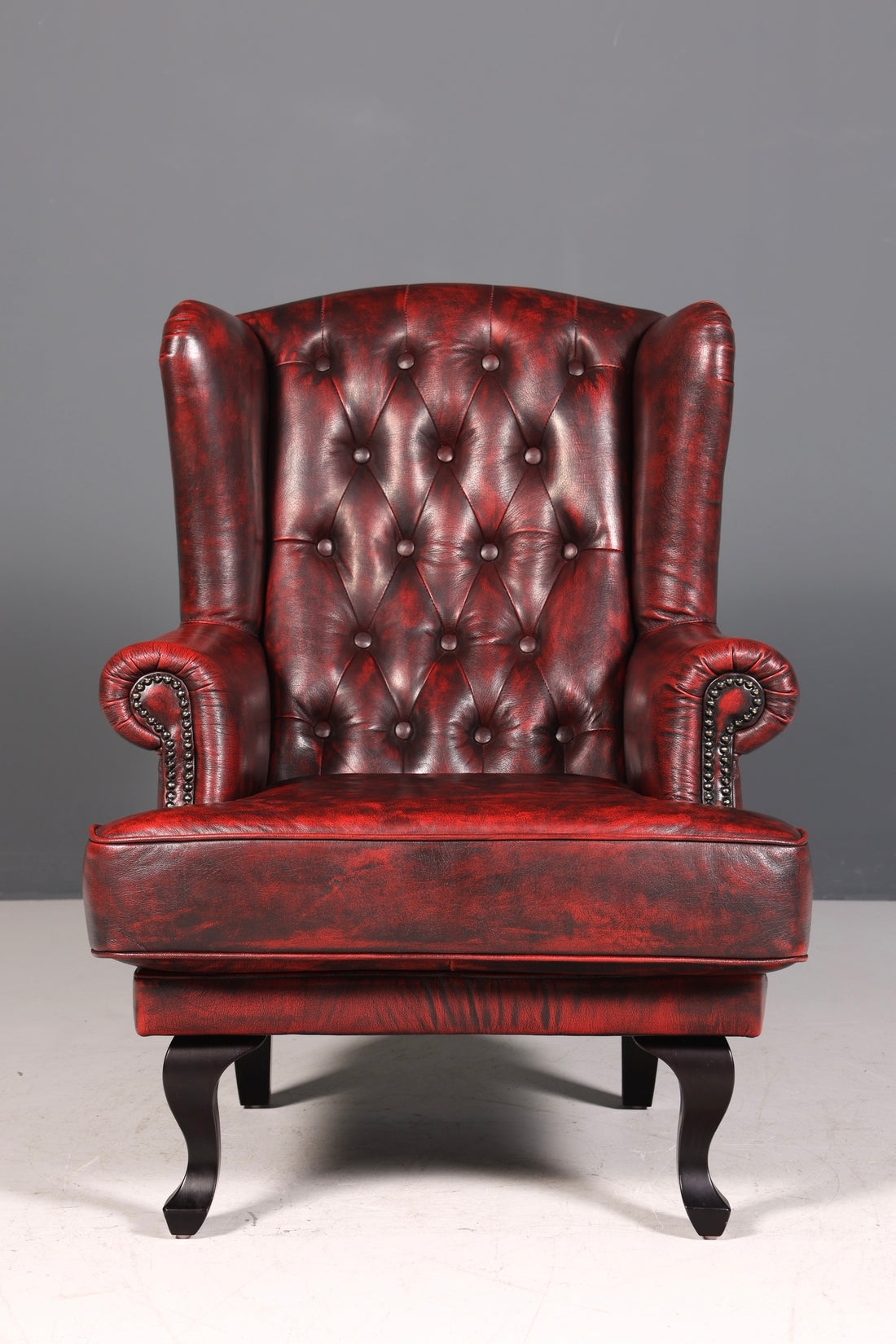 Original Chesterfield Ohrenbacken Sessel Englisch Leder Herrensessel Oxblood UK Armlehnsessel