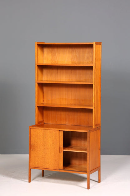 Schlichtes Mid Century Bücherregal Danish Design Schrank Retro Kommode Schiebetür Regal Vintage 1 von 2