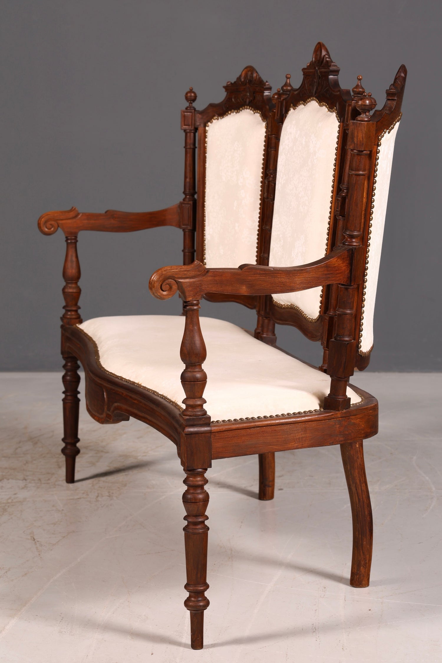Elegant Neo-Renaissance bench, antique Gründerzeit sofa, upholstered bench, salon bench, bench