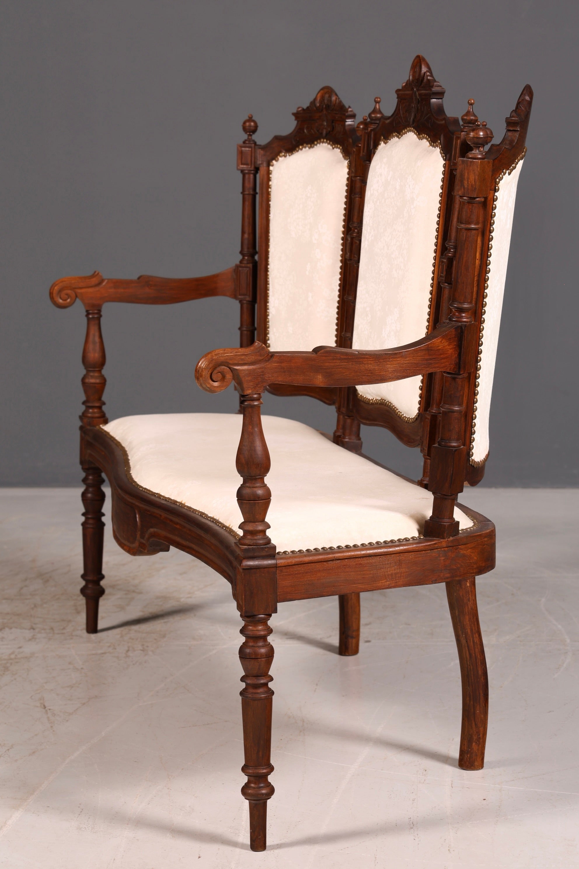 Elegant Neo-Renaissance bench, antique Gründerzeit sofa, upholstered bench, salon bench, bench
