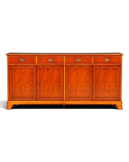 Hauptstadt Möblerei Heldense Sideboard aus englischer Eibe mit vier Schubladen und Türen im antiken Vintage-Stil