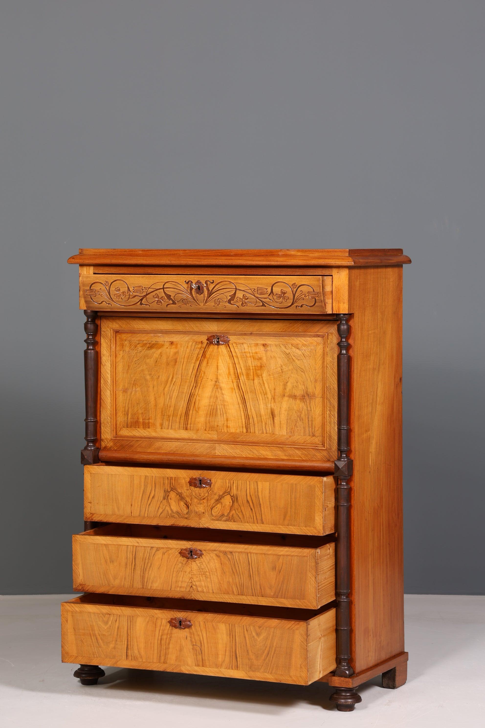 Stilvoller Gründerzeit Sekretär Vertiko Jugendstil Highboard Louis Philippe Kommode um 1880