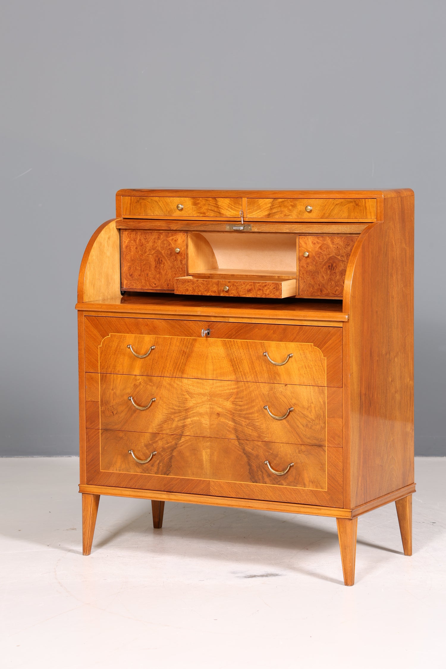 Traumhafter Mid Century Rollladen Sekretär echt Holz Büro Schrank Vintage Schreibkommode