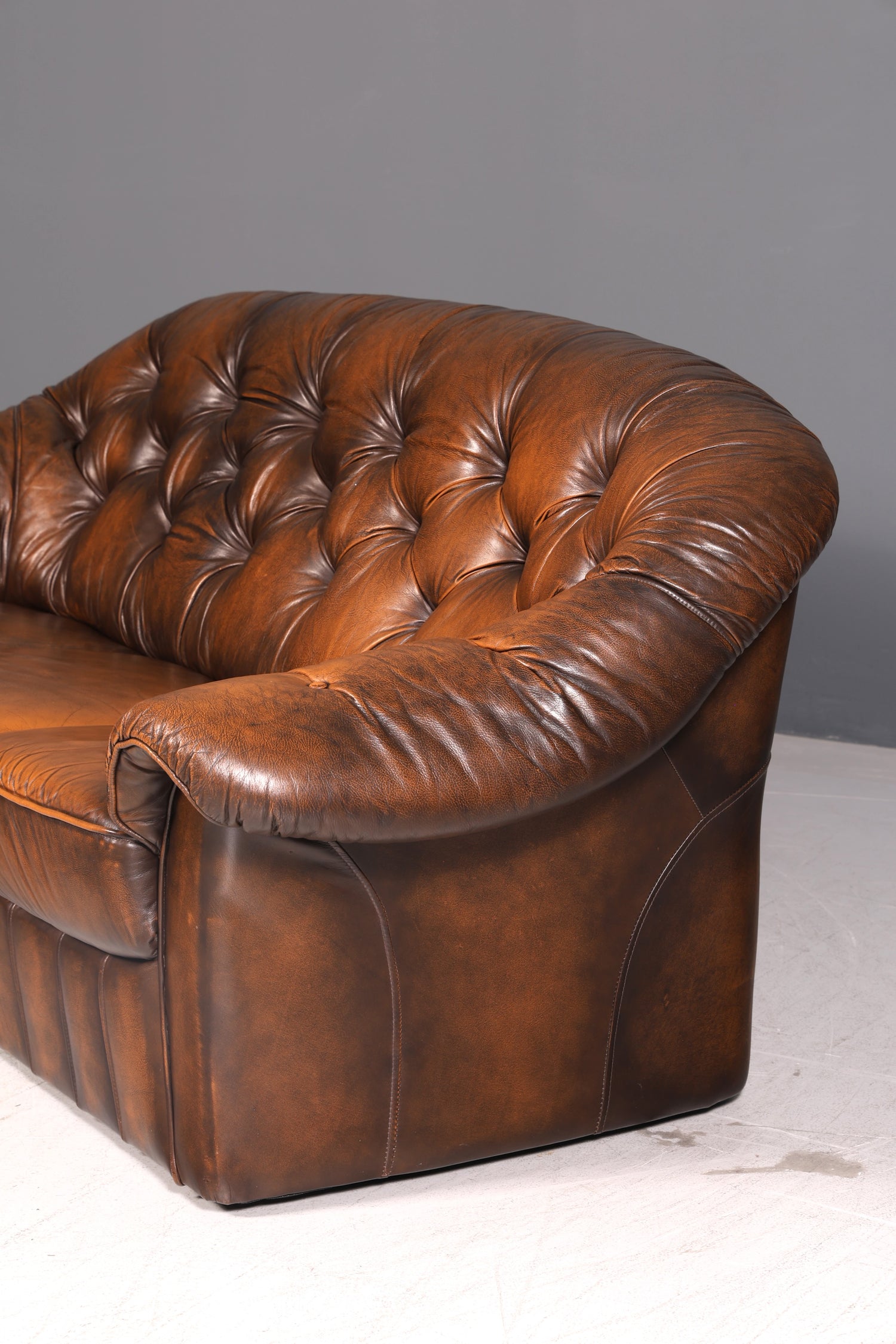 Wunderschönes Original Chesterfield Sofa 3-Sitzer Echt Leder Braun Couch Englisch Vintage