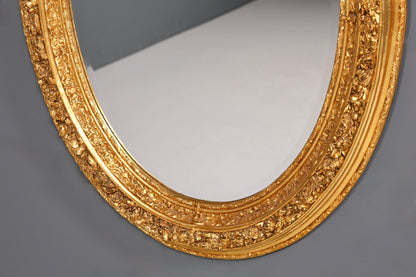 Wunderschöner Ovaler Prunk Barock Stil Wandspiegel Ornamenten Gold Spiegel