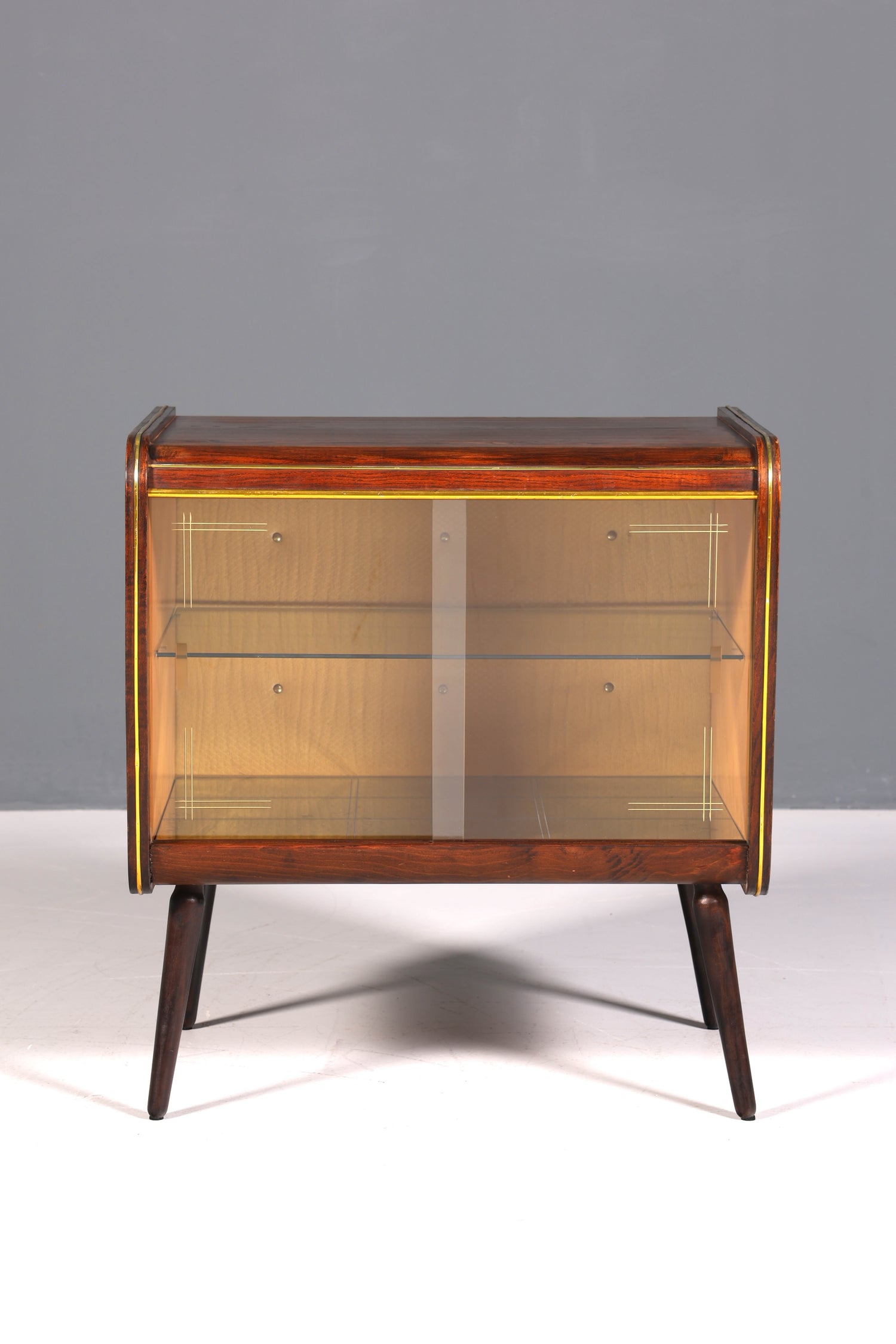 Wunderschöne Mid Century Vitrine Retro Bar Schrank Vintage Schiebetür 60s