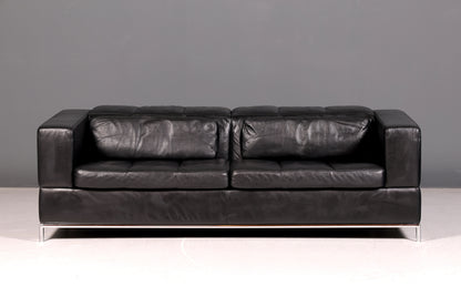 Edles MaxDivani Echtleder Sofa 3-Sitzer Designer Couch Italienisch Ledersofa Schwarz